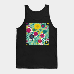 A Playful Bouquet of Vibrant Flowers Pattern Tank Top